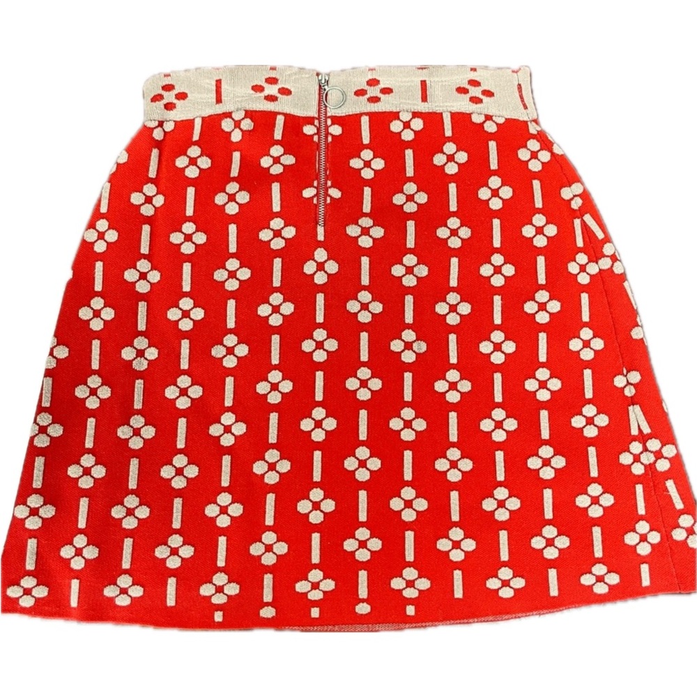 Anthropologie Maeve Red/Orange & Tan Skirt